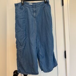 Thin lightweight flowy wide leg cropped denim looking pants trousers j.Jill